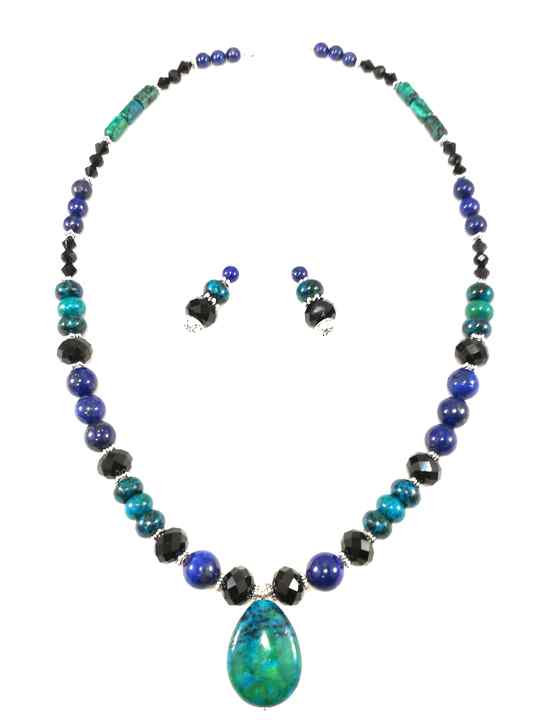 vitalité turquoise Collier femme en pierres véritables : lapis lazuli idée cadeau oeil de faucon maux de gorge vision Immunité chrysocolle 