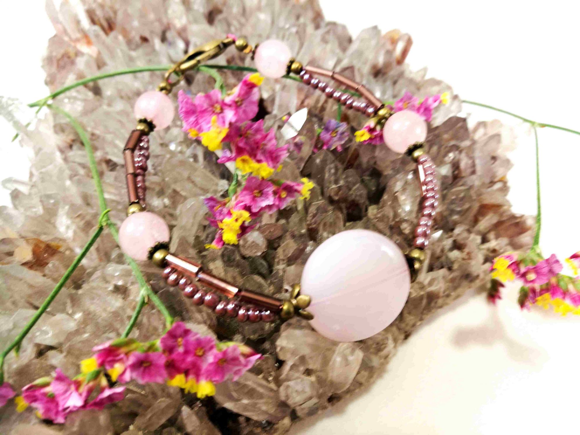 bracelet-turquoise-2rangs-en-quartz-rose